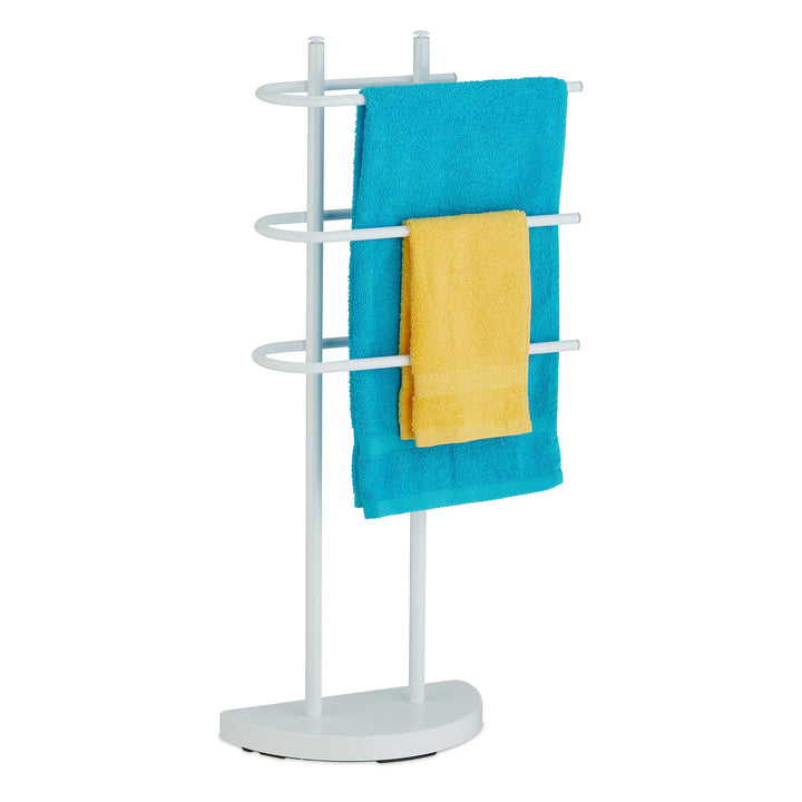 Relaxdays Handtuchständer, 3 Stangen, Metall, HxBxT 83 x 39 x 18 cm, Kleiderablage stehend, Duschtuc