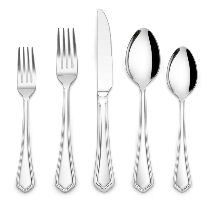 Homikit Besteck Set, Besteckset 30 teilig für 6 Personen mit Messer Gabel Löffel, Edelstahl poliert
