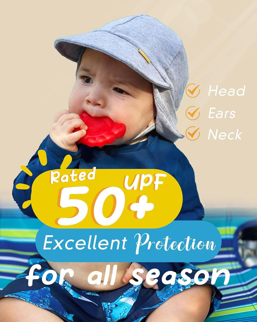 FURTALK Baby Kleinkind Sonnenhut UPF 50+ UV-Schutz Mädchen & Jungen Sommer Kappe Kinder Strand Mütze