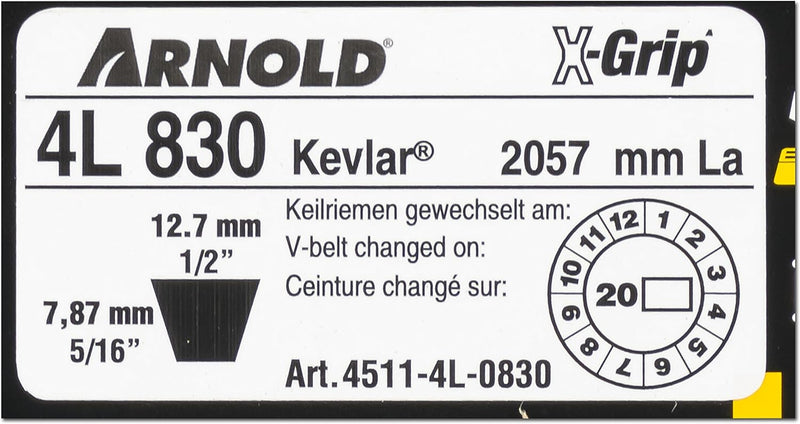 ARNOLD - X-Grip Keilriemen, 4L830, 4511-4L-0830