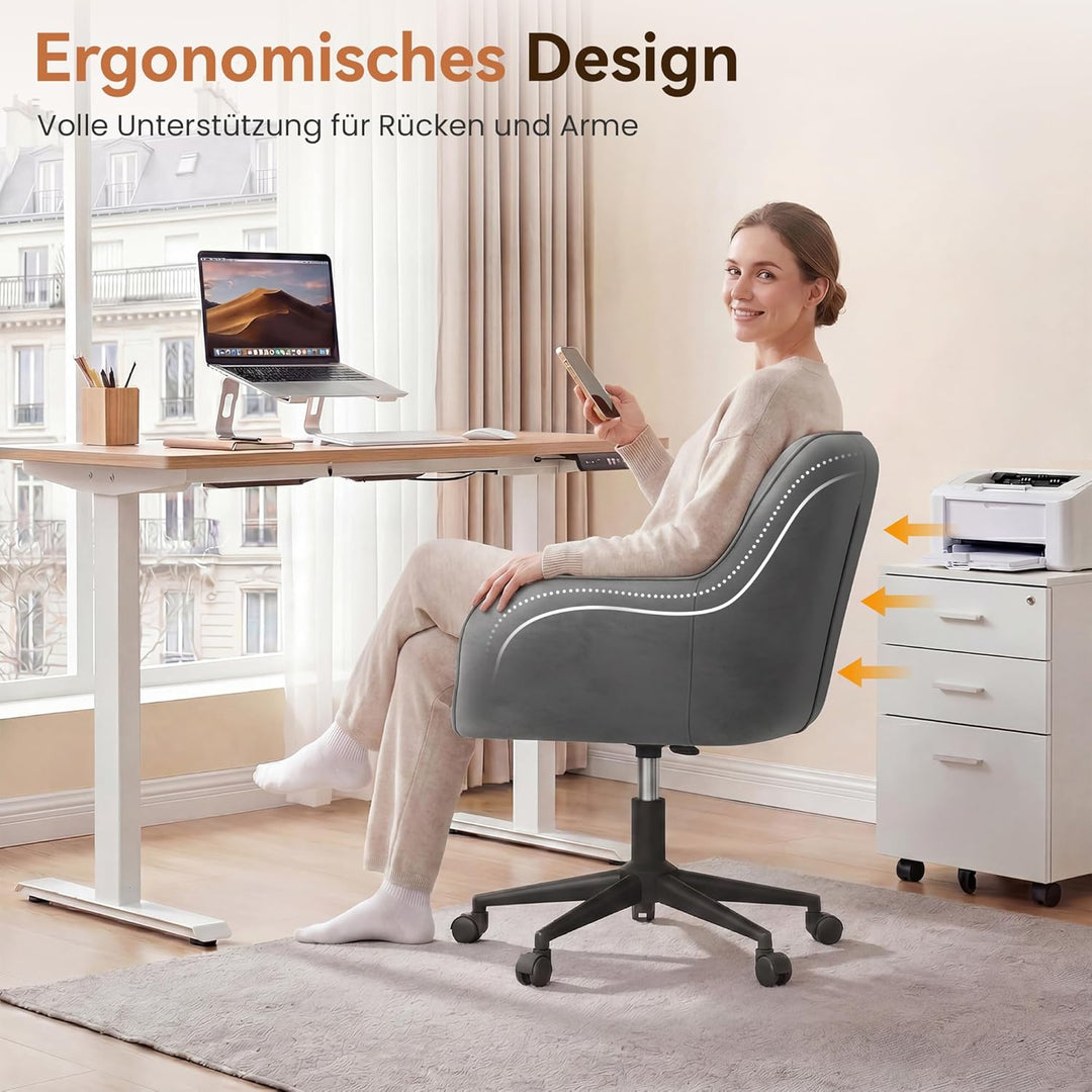 YOUDENOVA Schreibtischstuhl, Drehstuhl mit Rollen, Schminkstuhl Höhenverstellbar, Homeoffice Stuhl,