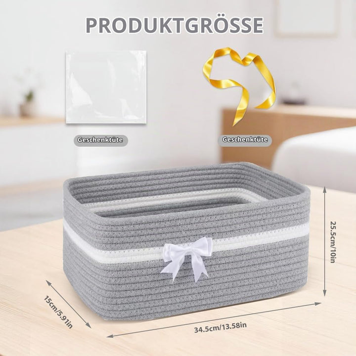 Geschenkkorb Leer Gross, 34x25x15 cm Aufbewahrungskorb mit Geschenktüten &amp; Geschenkschleife, Präsent