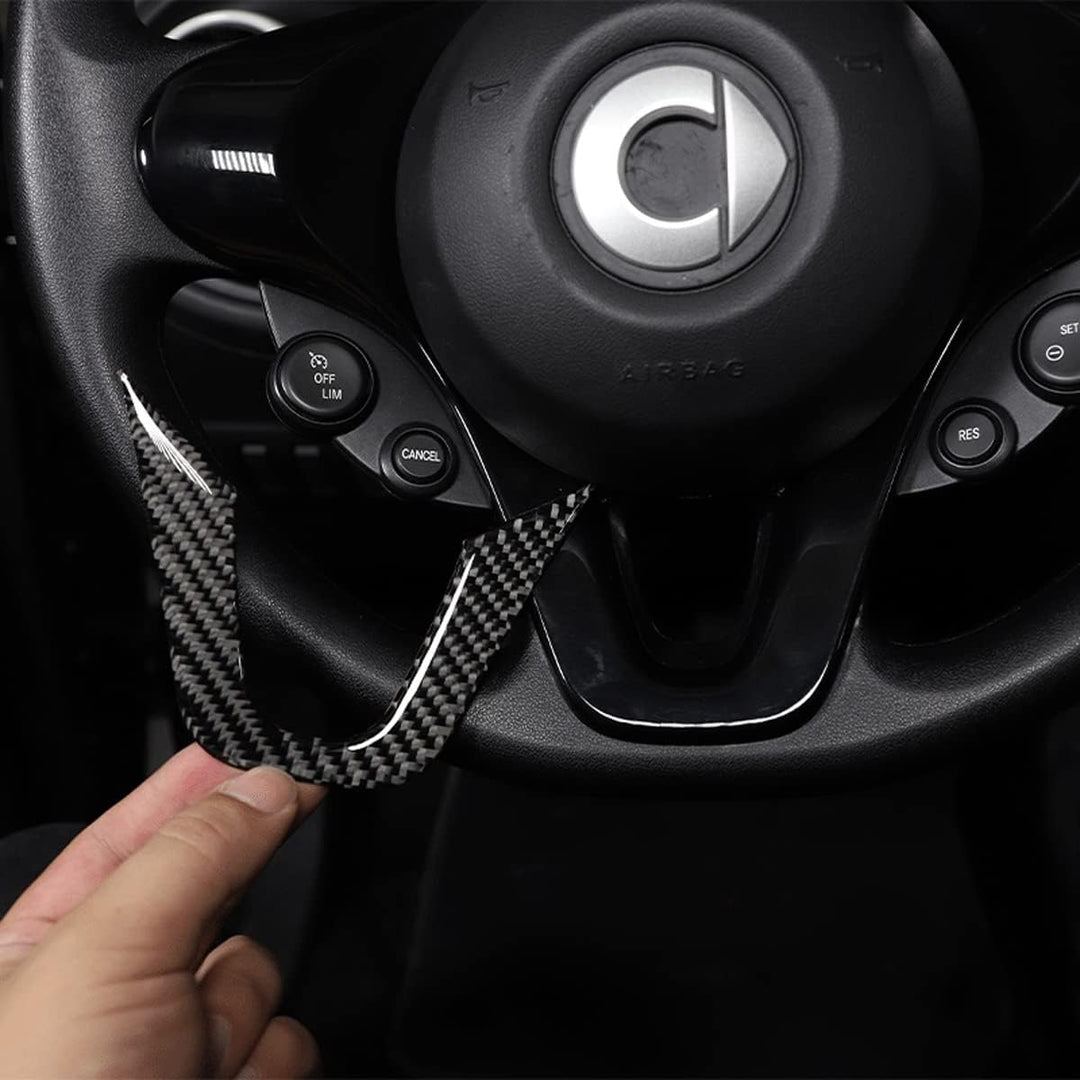 SHIFENG 3D-Aufkleber für Kohlefaser-Lenkrad für Smart 453 Fortwo Forfour 2016-2021
