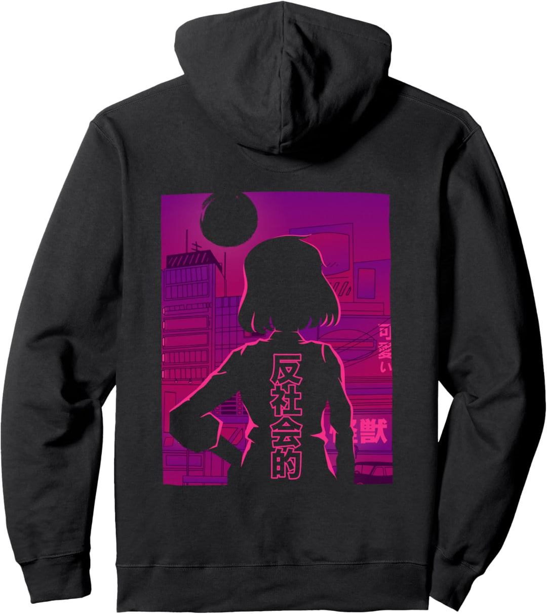 Antisocial Girl Vaporwave Anime Pullover Hoodie