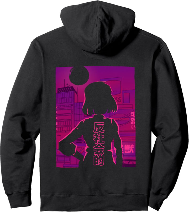 Antisocial Girl Vaporwave Anime Pullover Hoodie