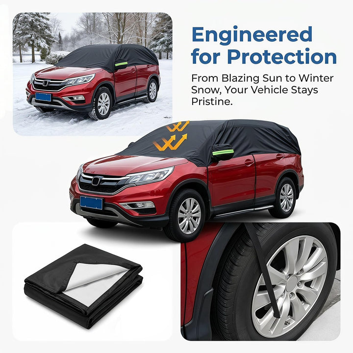 Auto Halbgarage Schwarz,Wasserdicht 210D Universal Halbgarage für SUV für Auto Allwetterschutz vor R