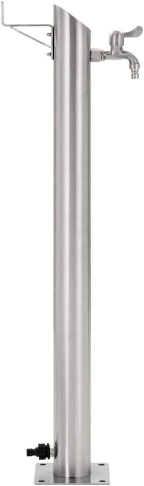 Festnight Garten Wassersäule Edelstahl Rund 95 cm | Wasserzapfsäule