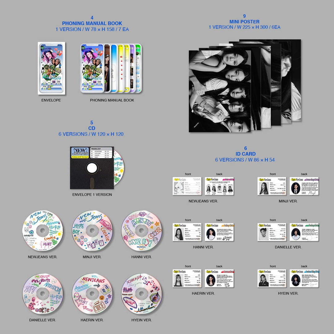 NewJeans - 1st EP [New Jeans] (Blubook Ver - Random) Log Book + Pin-Up Book + Phoning Manual Book ID