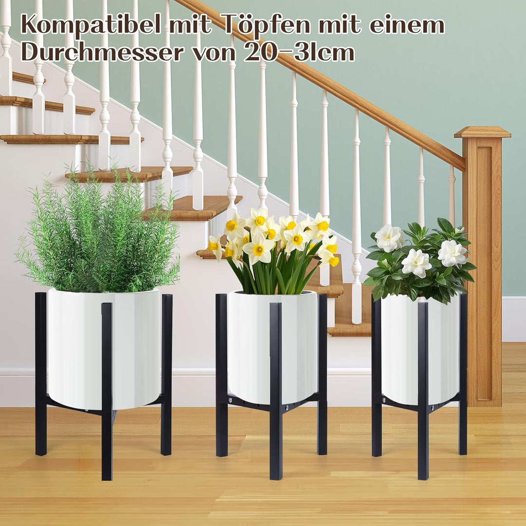 2er Set Verstellbarer Pflanzenständer mit Rollen,Blumengestell aus Metall Schwerlast-Halterungsgeste