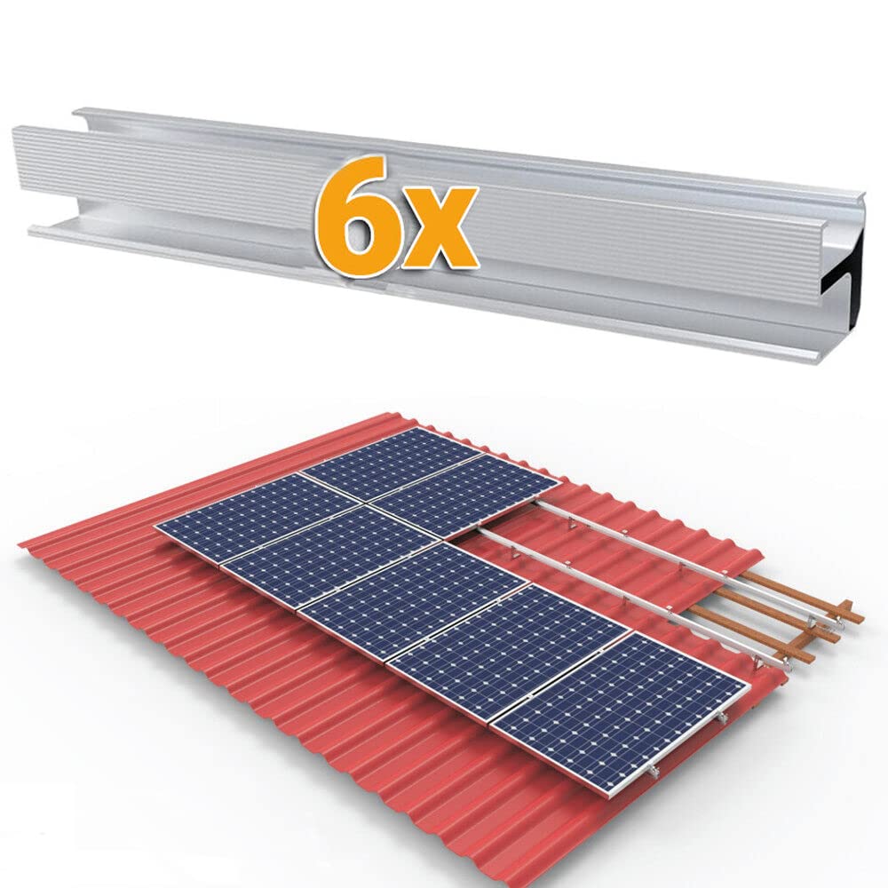 Photovoltaik Schiene 1150mm, 6PCS Aluprofil Solar Ziegeldach/Blechdach/Bitumendach/Metalldach Montag
