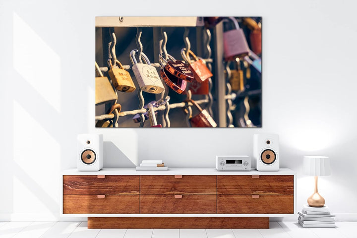 deyoli Liebes Schlösser Format: 80x60 als Leinwandbild, Motiv fertig gerahmt auf Echtholzrahmen, Hoc