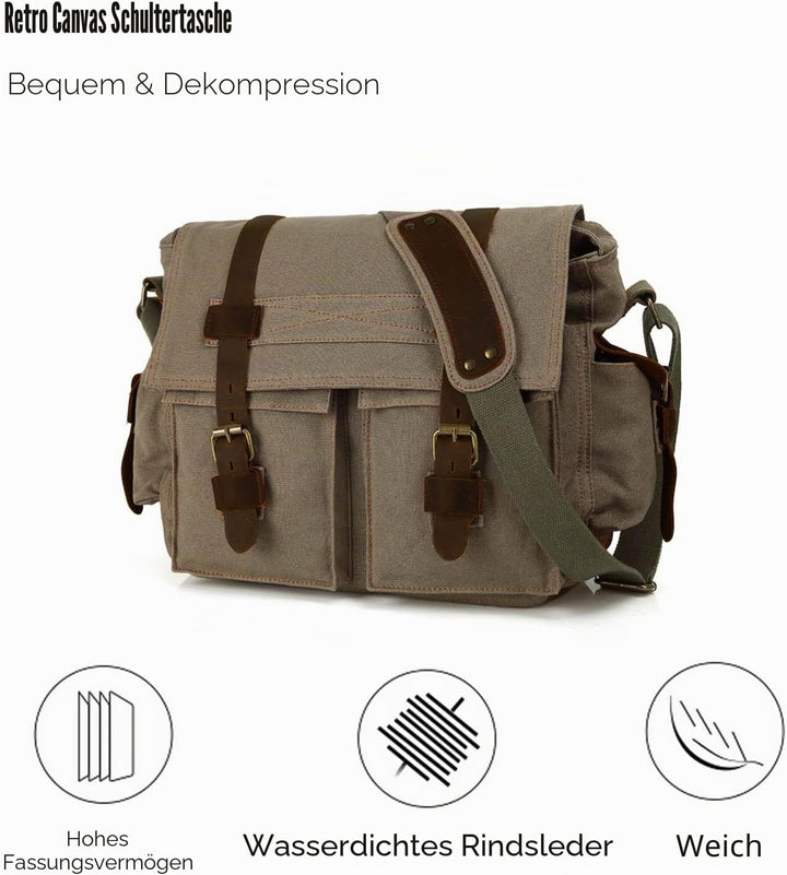 FANDARE Neu Retro Messenger Bag Umhängetasche Schultertasche 14 Zoll Laptoprucksäcke Herren Frauen T