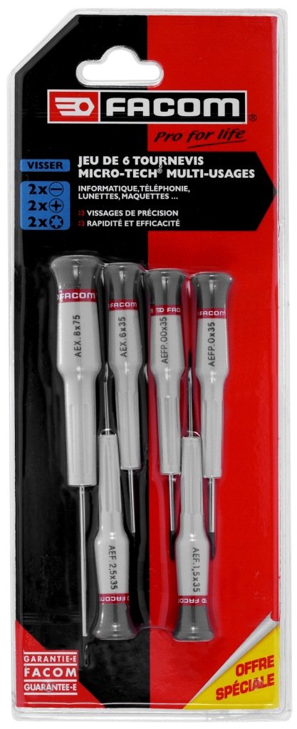 Facom MT.J6PG Set aus 6 Schraubendrehern für Präzisionsverschraubung