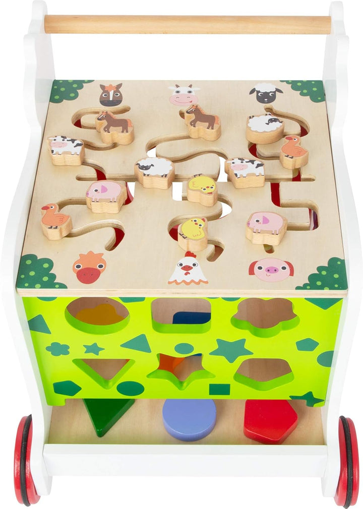 small foot 11841 Lauflernwagen Bär aus Holz, 4-seitiger Spielspass, ab 1 Jahr, mehrfarbig, Bär
