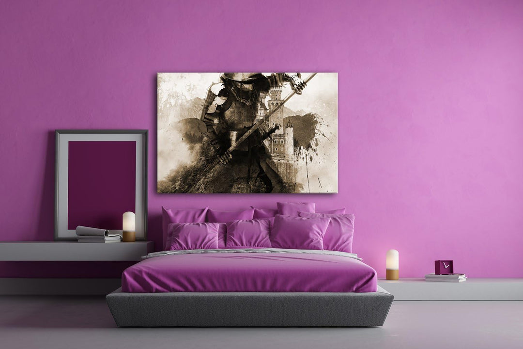 deyoli Mittelalter - Illustration Format: 120x80 Effekt: Sepia als Leinwandbild, Motiv fertig gerahm