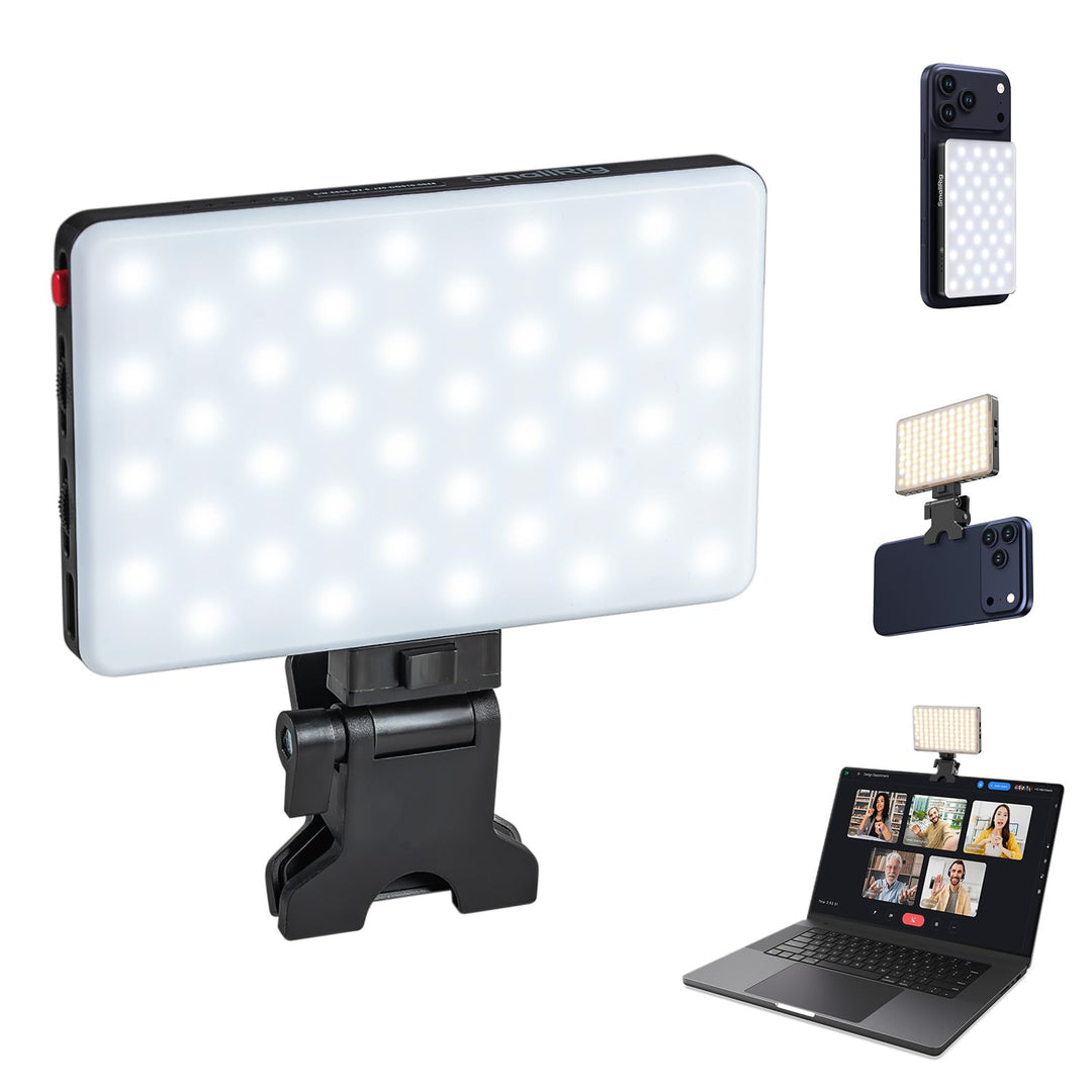 SMALLRIG M3 Magnetisches Selfie-Telefon-LED-Videolicht mit Clip, 120 LEDs 2000mAh Wiederaufladbar, 2