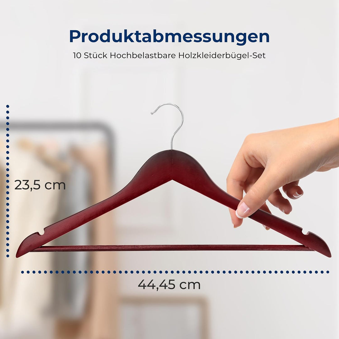 SereneLife Platzsparende Kleiderbügel Holz, Bügel für die Garderobe Holz, rutschfest und Stabil bis