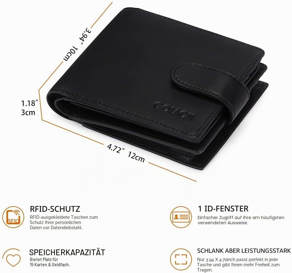 GAEKEAO Geldbörsen Herren Geldbörse aus echtem Leder Geldbörse mit RFID-Schutz Bifold Wallet, Geldbö