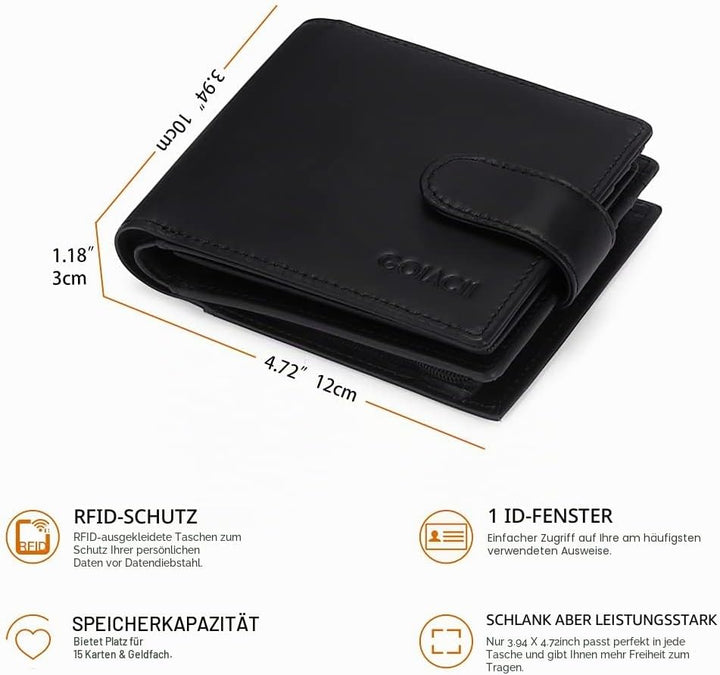 GAEKEAO Geldbörsen Herren Geldbörse aus echtem Leder Geldbörse mit RFID-Schutz Bifold Wallet, Geldbö