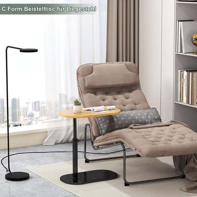 YUTVCZO Beistelltisch C Form, Klein Couchtisch Holz Sofatisch Höhenverstellbar, C Form Beistelltisch