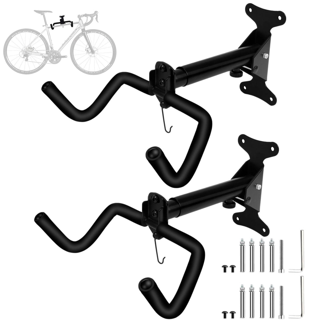 2 Stück Fahrrad Wandhalterung I Fahrradhalter - Winkel und Wandabstand Einstellbar bis 22 kg, Klappb