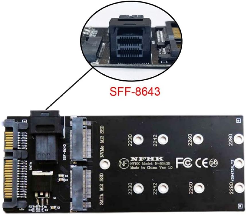 cablecc SFF-8643 auf U2 Kit NGFF M-Key auf HD Mini SAS NVME PCIe SSD SATA Adapter für Motherboard SF