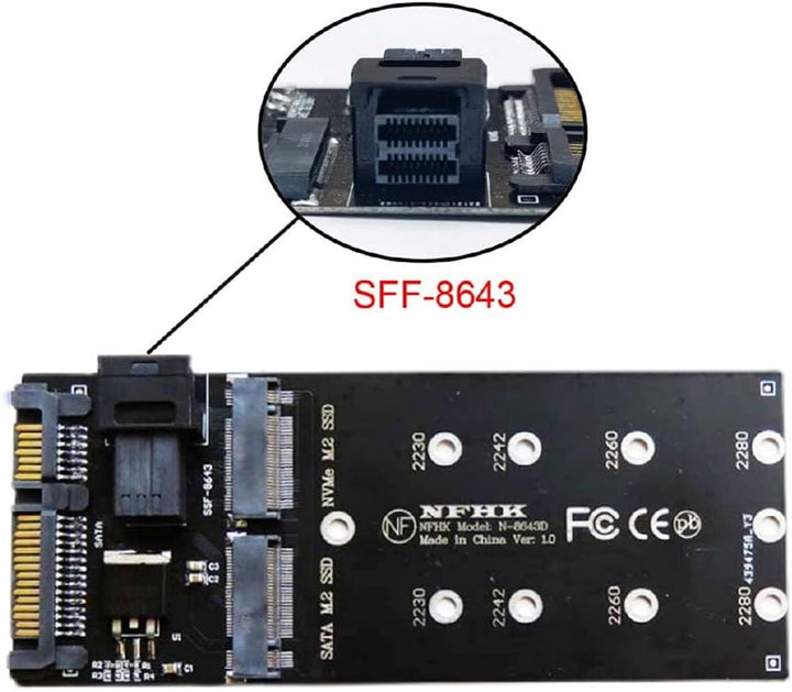 cablecc SFF-8643 auf U2 Kit NGFF M-Key auf HD Mini SAS NVME PCIe SSD SATA Adapter für Motherboard SF