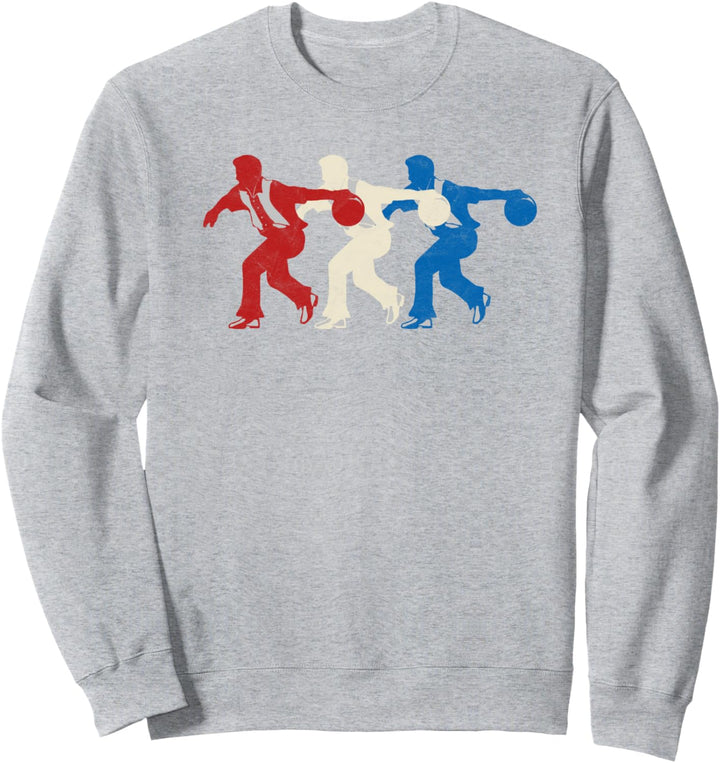 Vintage Red White & Blue Retro Bowler Pop Art Graphic Sweatshirt