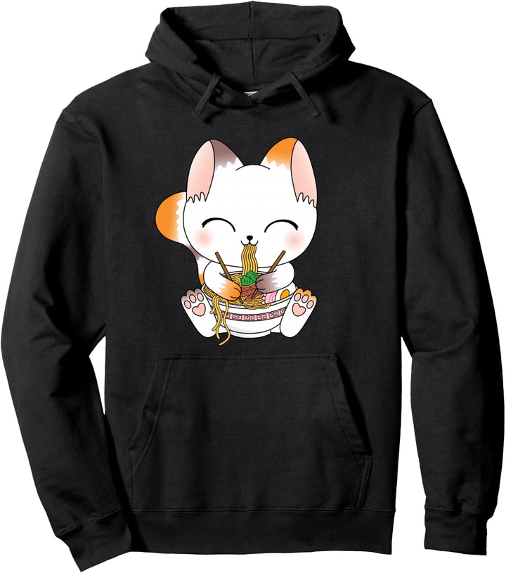 Lustige Japanische Anime Katze Ramen Nudeln Manga Kawaii Pullover Hoodie