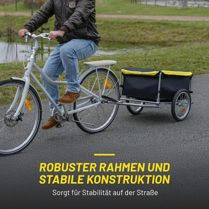 DUNLOP Fahrradanhänger – Lastenanhänger mit Reflektoren und verstellbarem Regenschutz – Gelb