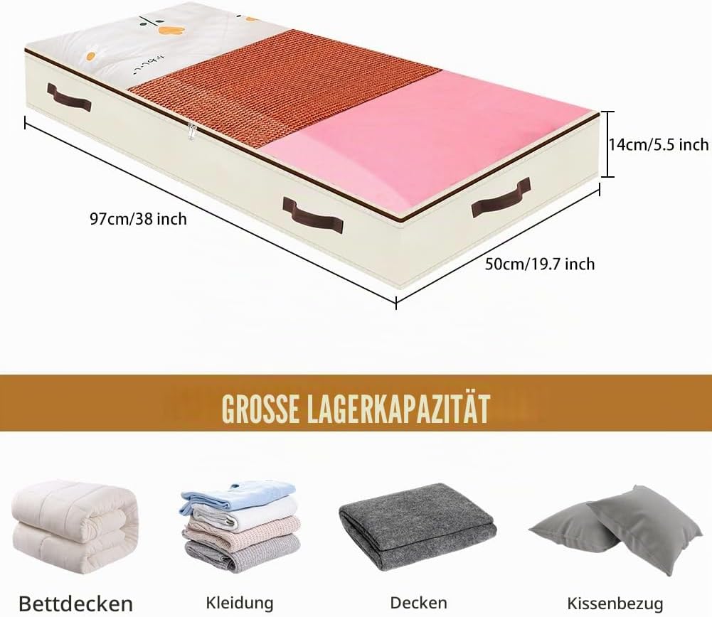 iwill CREATE PRO Satz von 3, transparenter Reissverschluss-Deckel unter Bett-Aufbewahrungsbehältern,