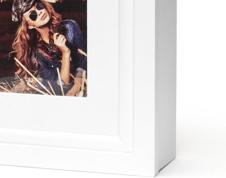 levandeo Schmuckkasten Fotorahmen Bilderrahmen Spiegel in weiss für 5 Fotos - 45x32x7cm Schmuckaufbe