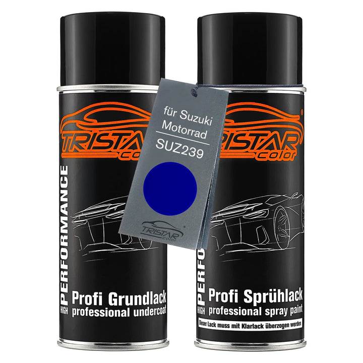 TRISTARcolor Motorradlack Spraydosen Set für Suzuki Motorrad SUZ239 Pearl Vigor Blue Grundlack Basis