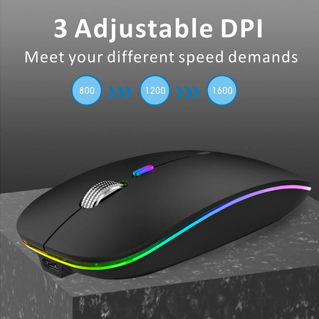 Uiosmuph G12 Maus Kabellos, LED 2.4G Leise Funkmaus Wiederaufladbar Wireless Mousemit Nano USB Empfä