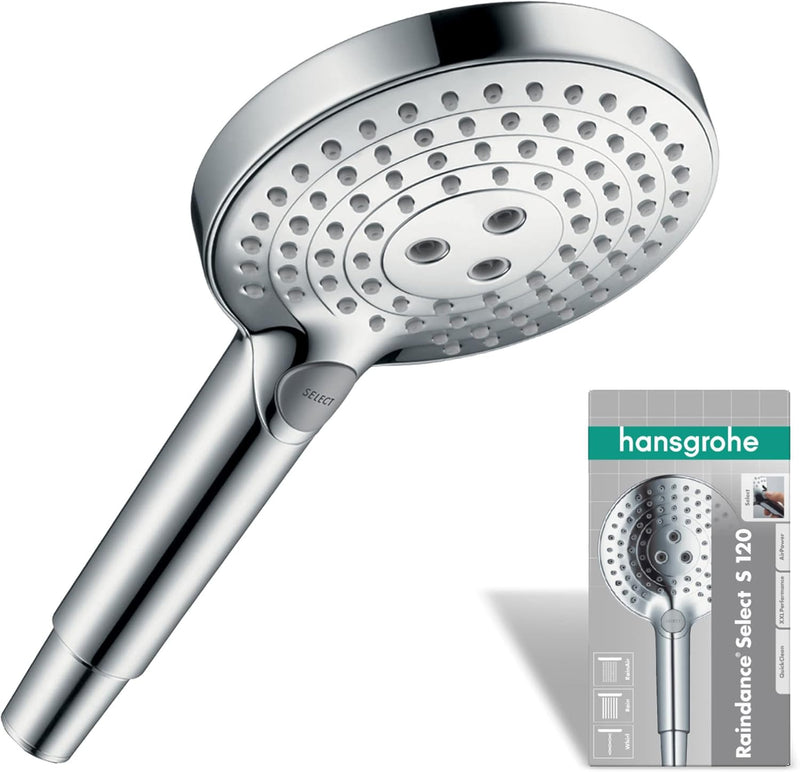 hansgrohe Duschkopf Raindance Select S 120 (Regendusche, 3 Strahlarten), chrom Chrom 3, Duschkopf Ra