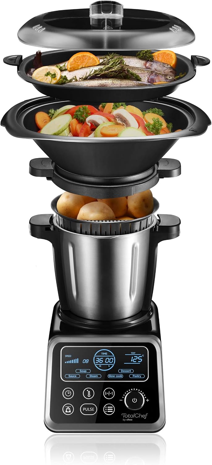 Ufesa Totalchef RK5 Küchenmaschine mit mehreren Kochprogrammen, 1700 W Leistung, LCD-Display, Kanne