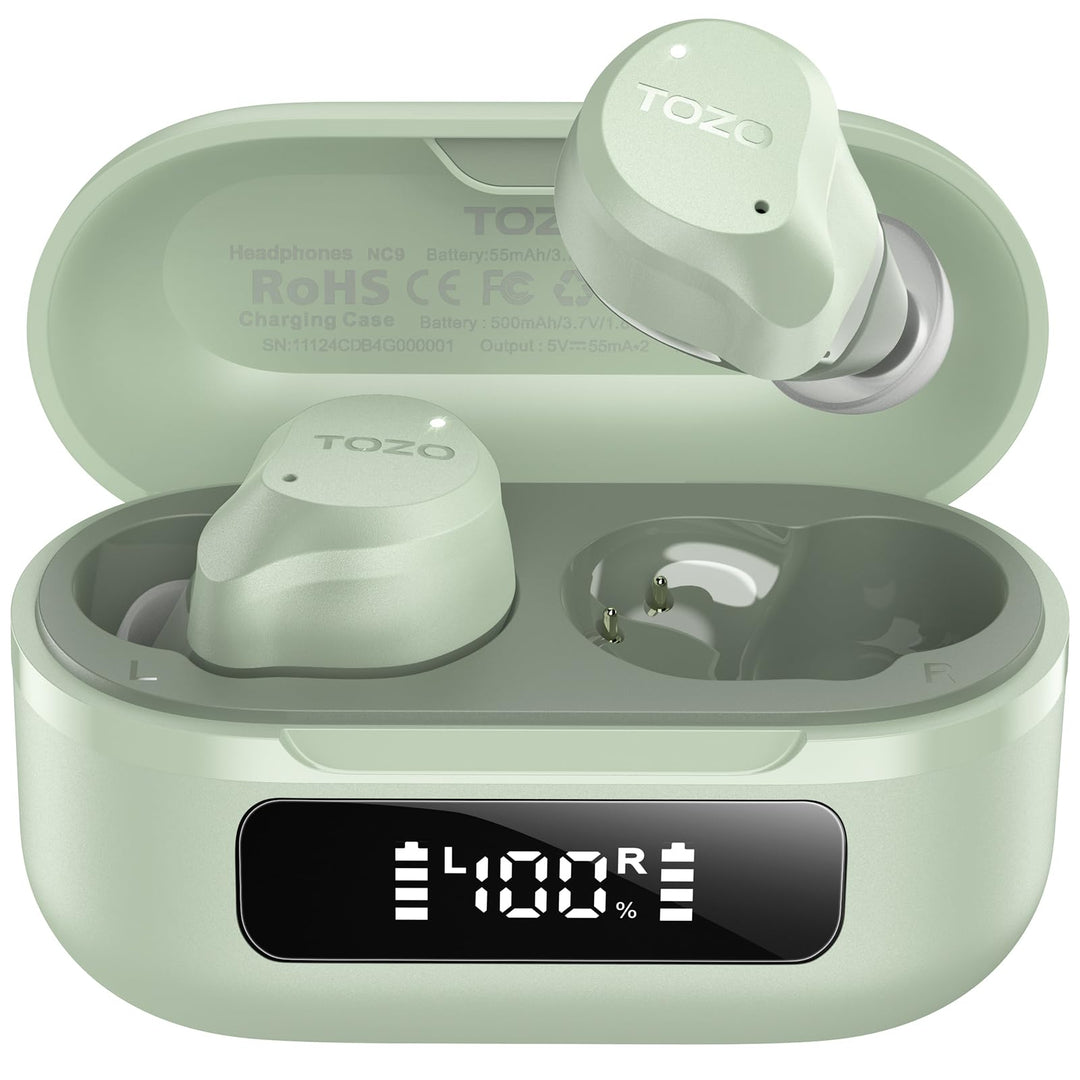 TOZO NC9 Bluetooth Kopfhörer In Ear mit Hybrid ANC (45dB), 6 Mikrofone ENC für Homeoffice & Pendeln,