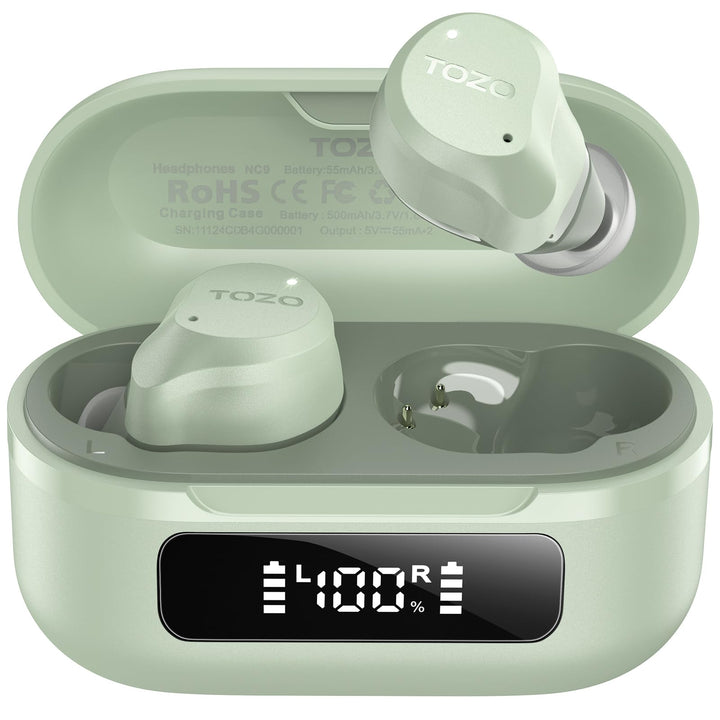 TOZO NC9 Bluetooth Kopfhörer In Ear mit Hybrid ANC (45dB), 6 Mikrofone ENC für Homeoffice & Pendeln,