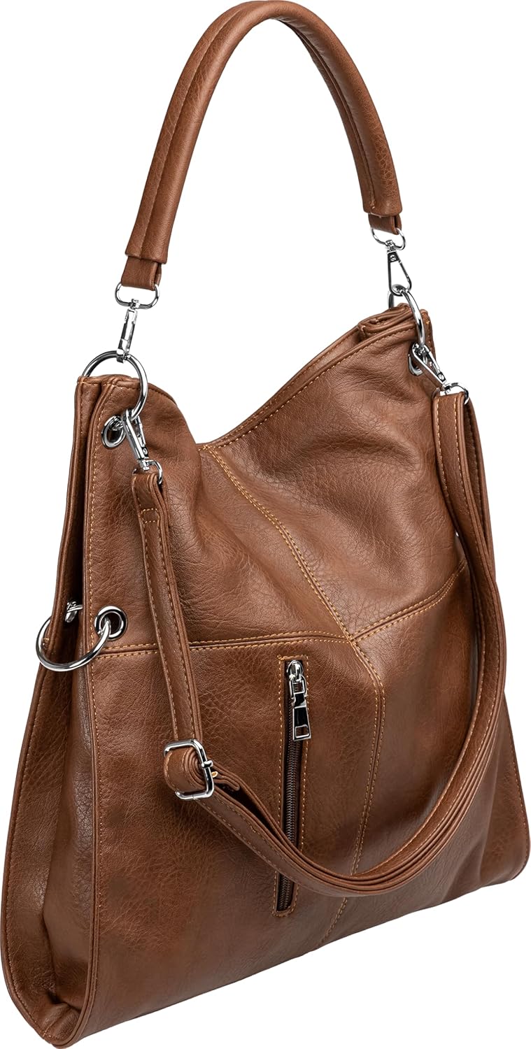 Caspar TS561 Damen Multifunktions Schultertasche Braun, Braun