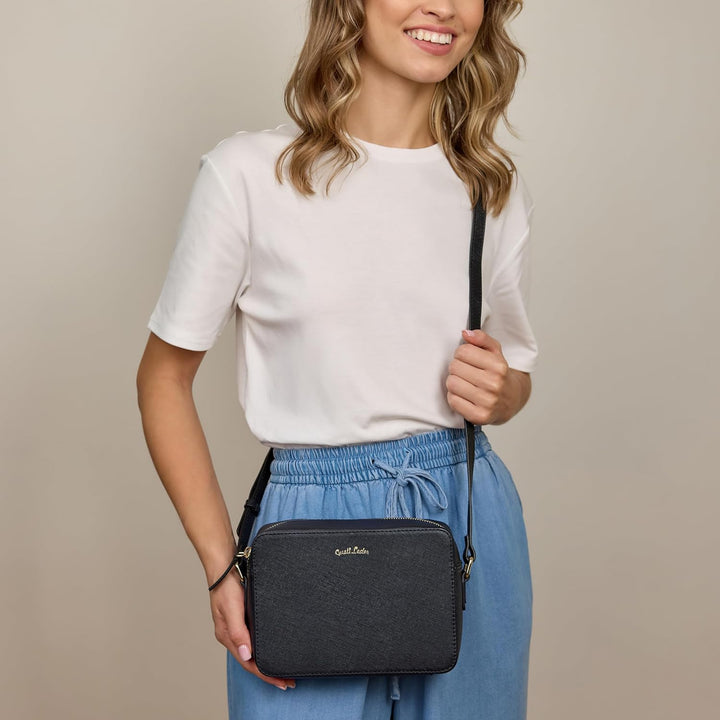 Gusti Umhängetasche Leder - Almina Damen Handtasche Schultertasche Crossbody bag Ledertasche Vintage