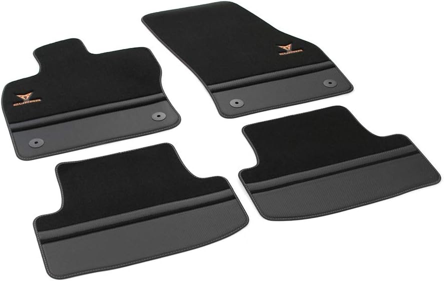 Seat 576863011BLOE Textil Fussmatten Cupra Stoffmatten 4X Premium Matten Schwarz/Kupfer