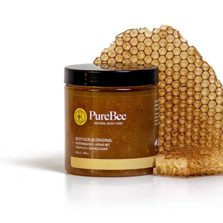 Bienenwachs, Propolis & Honig Körperpeeling | 2-in-1: Reinigung + Body Lotion | Mit Jojoba-, Avocado