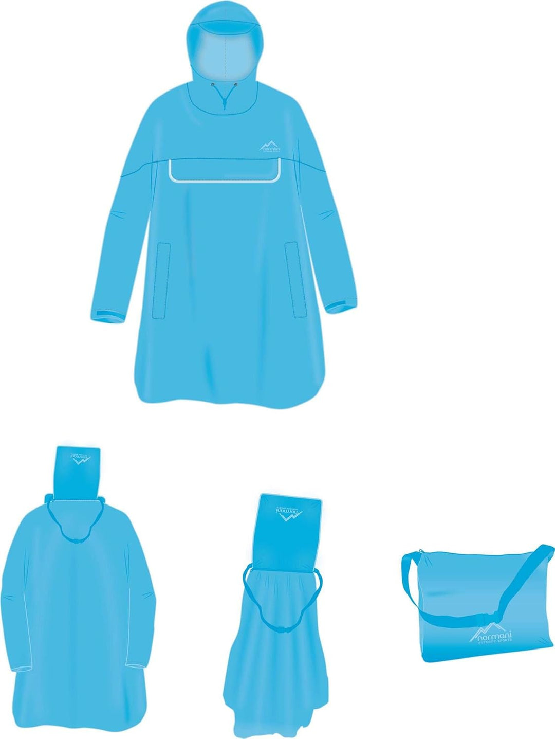 normani Regenponcho mit Ärmeln und Brusttasche für Damen und Herren (S-3XL) -YKK Brusttasche und 3M™