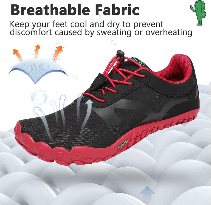 SAGUARO Damen Herren Barfussschuhe Trail Minimalistische Running Fitness Gr. 36-48 39 EU Dunkelrot,