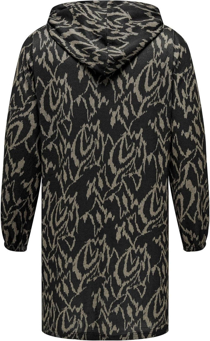 ONLY Carmakoma Damen Caralba Ls Hood Knee Dress JRS Kleid XL Grosse Grössen Black/Aop:graphic Humus,