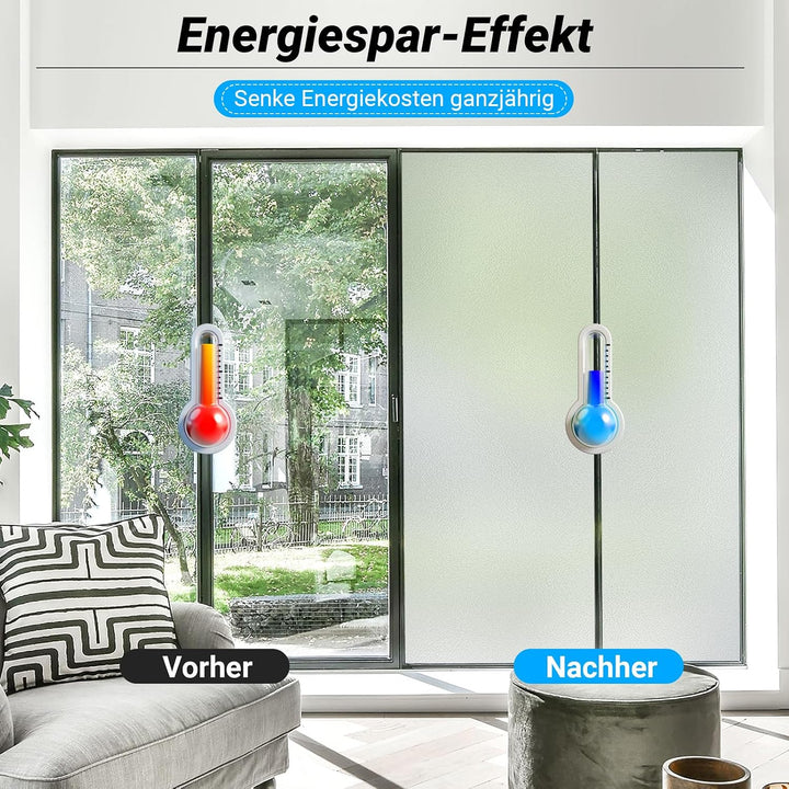 Funfox Fensterfolie Matt Blickdicht Milchglasfolie Fenster Selbstklebende Sichtschutzfolie Anti-UV S
