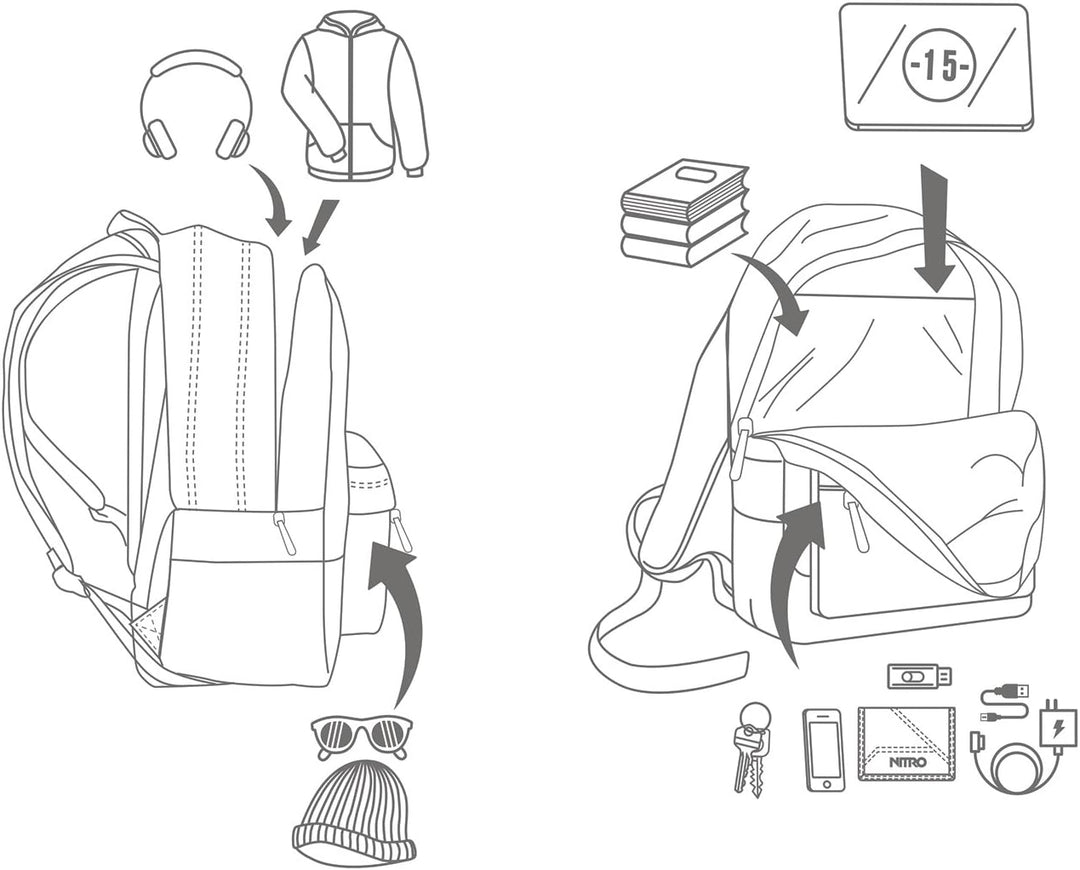 Nitro Urban Classic, Old School Daypack mit gepolstertem Laptopfach, urbaner Streetpack, Alltagsruck