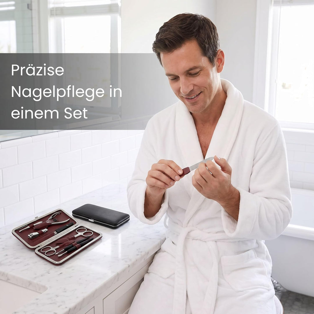 Sonnenschein by Hans Kniebes Maniküre Set 8-teilig aus Edelstahl Schwarz – Profi Nagelset &amp; Nagelpfl