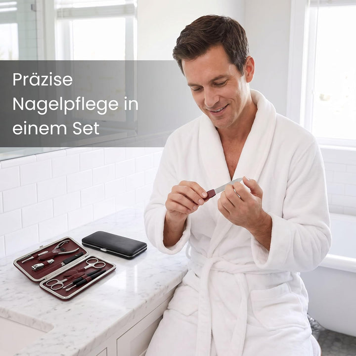 Sonnenschein by Hans Kniebes Maniküre Set 8-teilig aus Edelstahl Schwarz – Profi Nagelset &amp; Nagelpfl