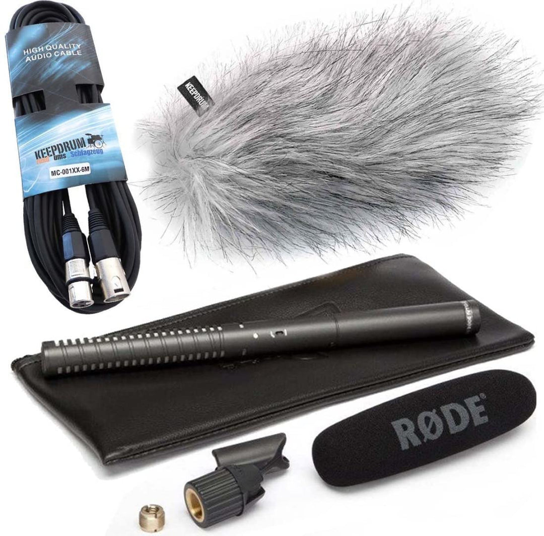 Rode NTG-2 Richtmikrofon NTG2 Mikrofon + keepdrum Fell-Windschutz WS-WH + Mikrofonkabel XLR 6m